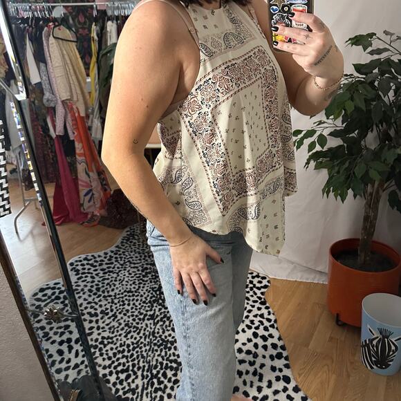 Anthropologie Bishop+Young Spencer Halter Top Beige Paisley - Picture 6 of 7